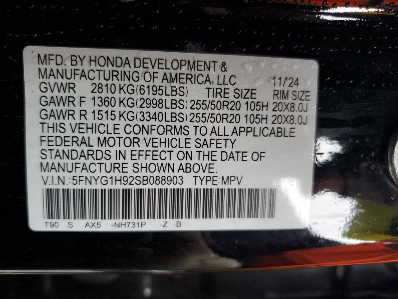 2025 Honda Pilot Black VIN: 5FNYG1H92SB088903 Lot: 83757195
