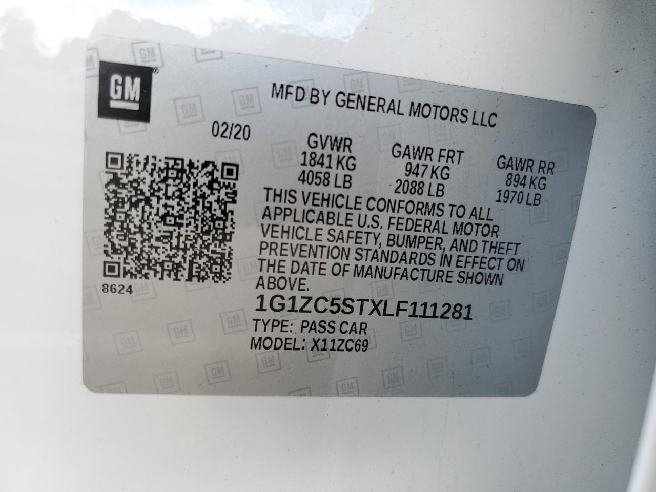 2020 Chevrolet Malibu Ls VIN: 1G1ZC5STXLF111281 Lot: 82130175