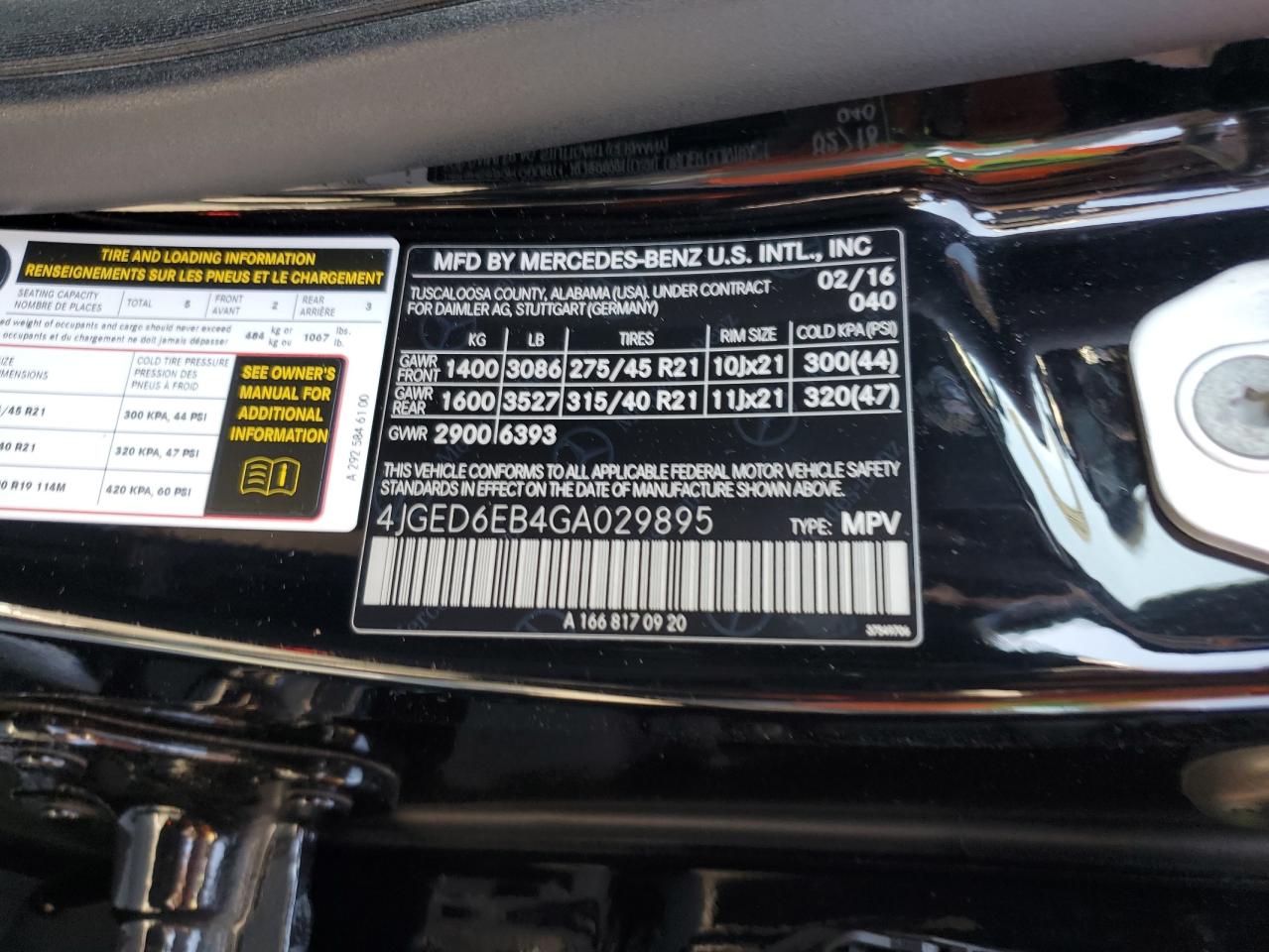 2016 Mercedes-Benz Gle Coupe 450 4Matic VIN: 4JGED6EB4GA029895 Lot: 80863675