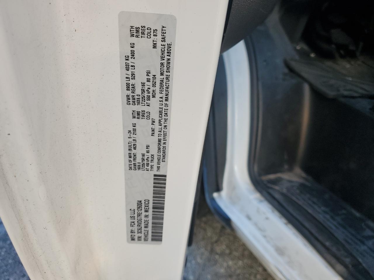 2024 Ram Promaster 2500 2500 High VIN: 3C6LRVDG7RE126004 Lot: 71455815