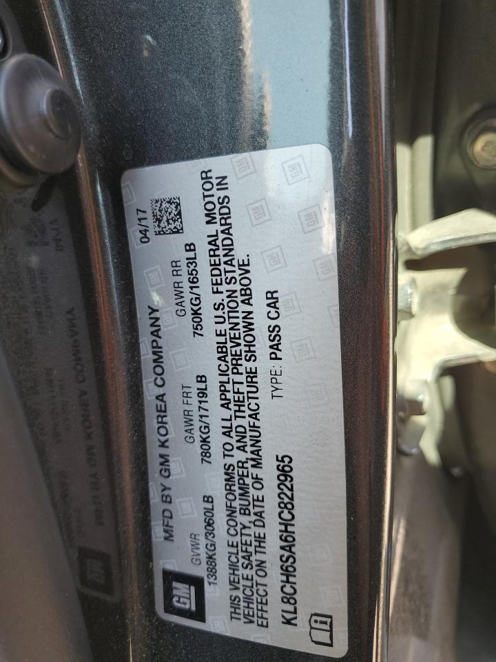 2017 Chevrolet Spark Activ VIN: KL8CH6SA6HC822965 Lot: 81671265