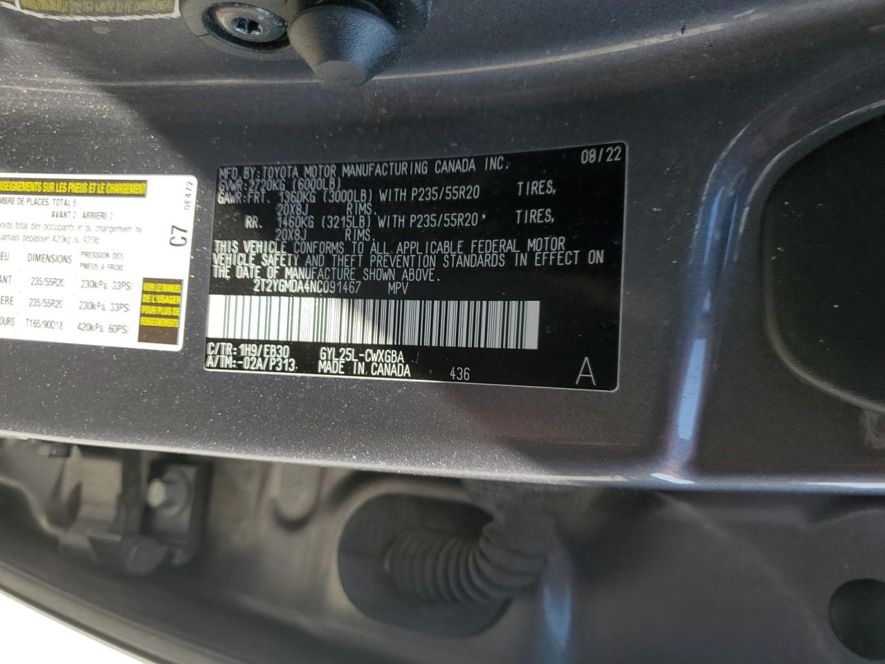 2022 Lexus Rx 450H F Sport VIN: 2T2YGMDA4NC091467 Lot: 80897755