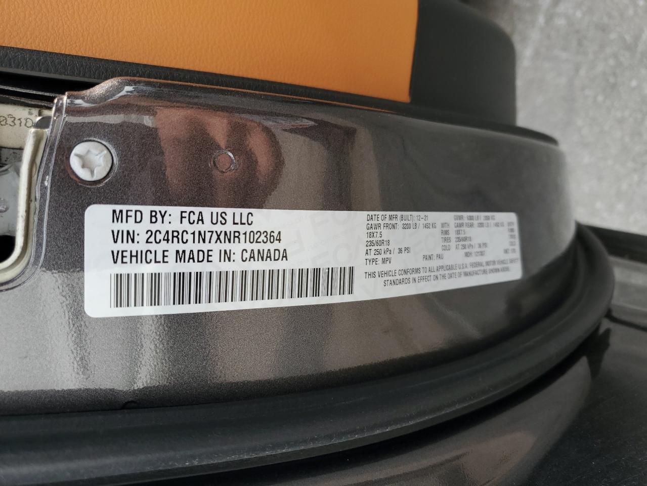 2022 Chrysler Pacifica Hybrid Pinnacle VIN: 2C4RC1N7XNR102364 Lot: 71683005