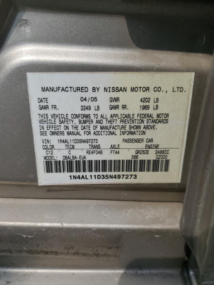 2005 Nissan Altima S VIN: 1N4AL11D35N497273 Lot: 71703485