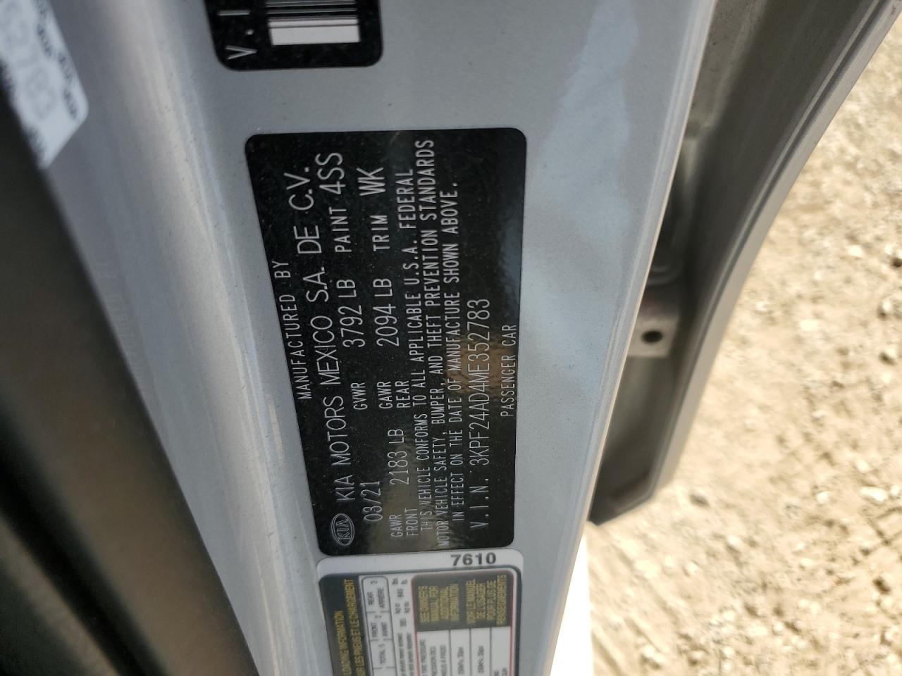 2021 Kia Forte Fe VIN: 3KPF24AD4ME352783 Lot: 81837955