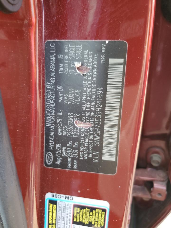 2009 Hyundai Santa Fe Se VIN: 5NMSH73E39H241694 Lot: 81153635