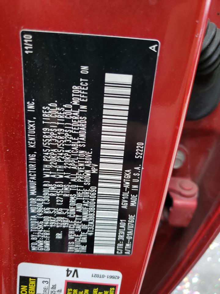 2011 Toyota Venza VIN: 4T3ZA3BB3BU040690 Lot: 71110865