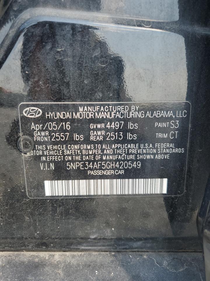 2016 Hyundai Sonata Sport VIN: 5NPE34AF5GH420549 Lot: 71151895