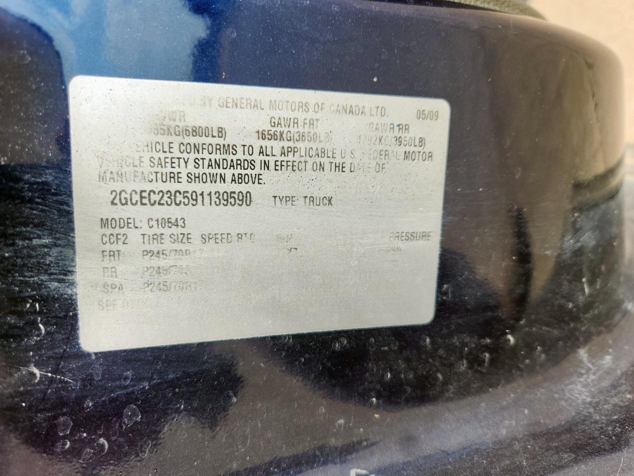 2009 Chevrolet Silverado C1500 Lt VIN: 2GCEC23C591139590 Lot: 82110815