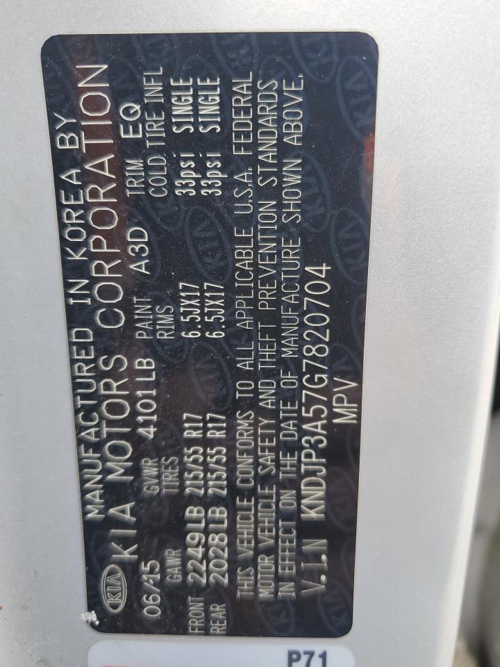 2016 Kia Soul + VIN: KNDJP3A57G7820704 Lot: 80178775