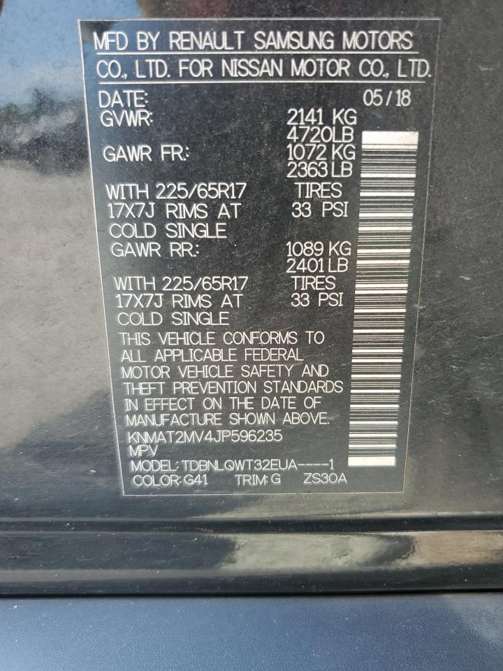2018 Nissan Rogue S VIN: KNMAT2MV4JP596235 Lot: 80978735