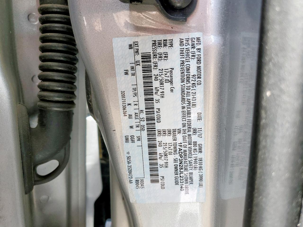 2018 Ford Focus Titanium VIN: 1FADP3N28JL233140 Lot: 84275095