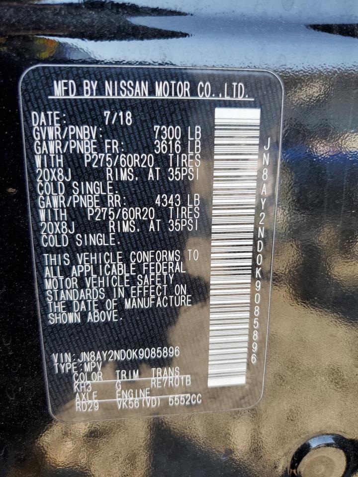 2019 Nissan Armada Sv VIN: JN8AY2ND0K9085896 Lot: 80476375