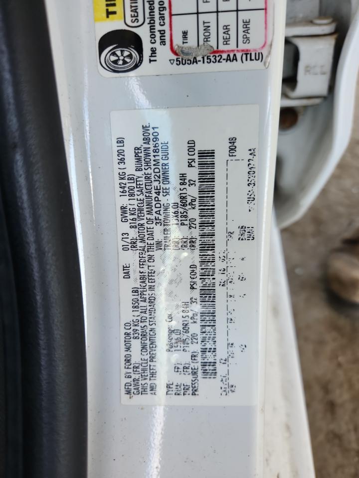 2013 Ford Fiesta Se VIN: 3FADP4EJ2DM186901 Lot: 84262025