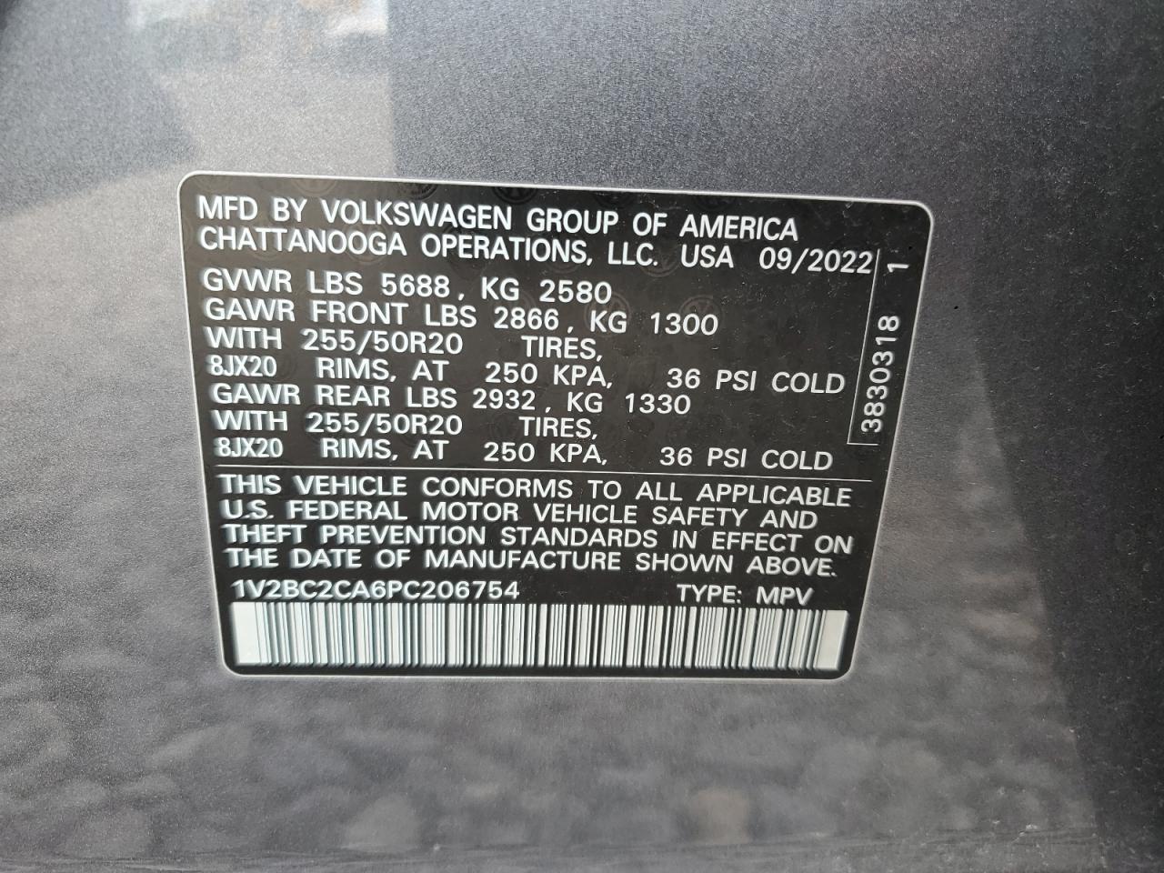 2023 Volkswagen Atlas Cross Sport Sel VIN: 1V2BC2CA6PC206754 Lot: 71572085