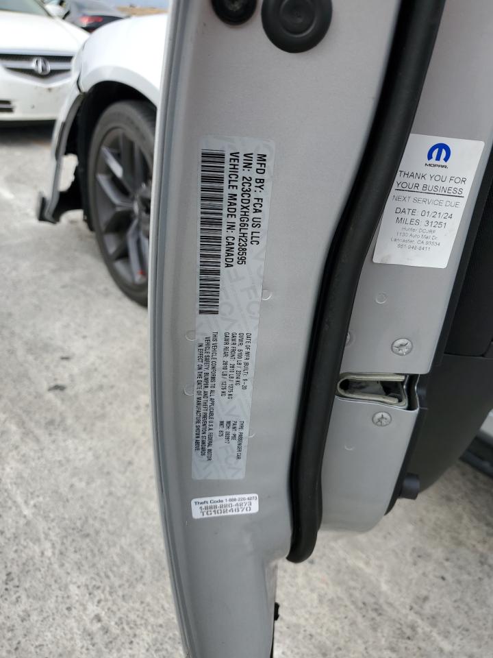 2020 Dodge Charger Gt VIN: 2C3CDXHG6LH238595 Lot: 82174035