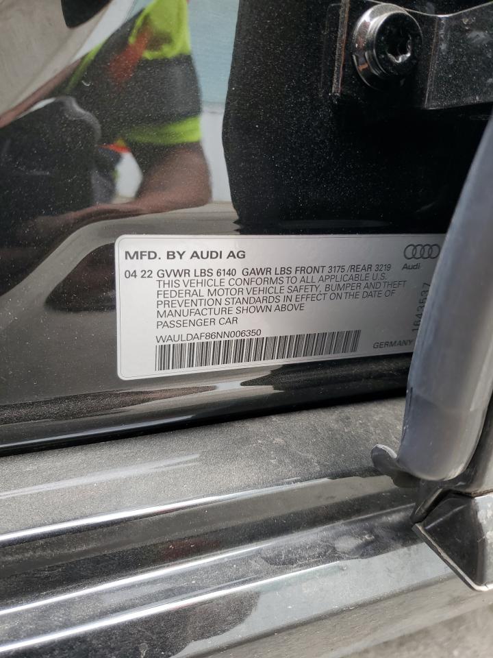 2022 Audi A8 L VIN: WAULDAF86NN006350 Lot: 81507935