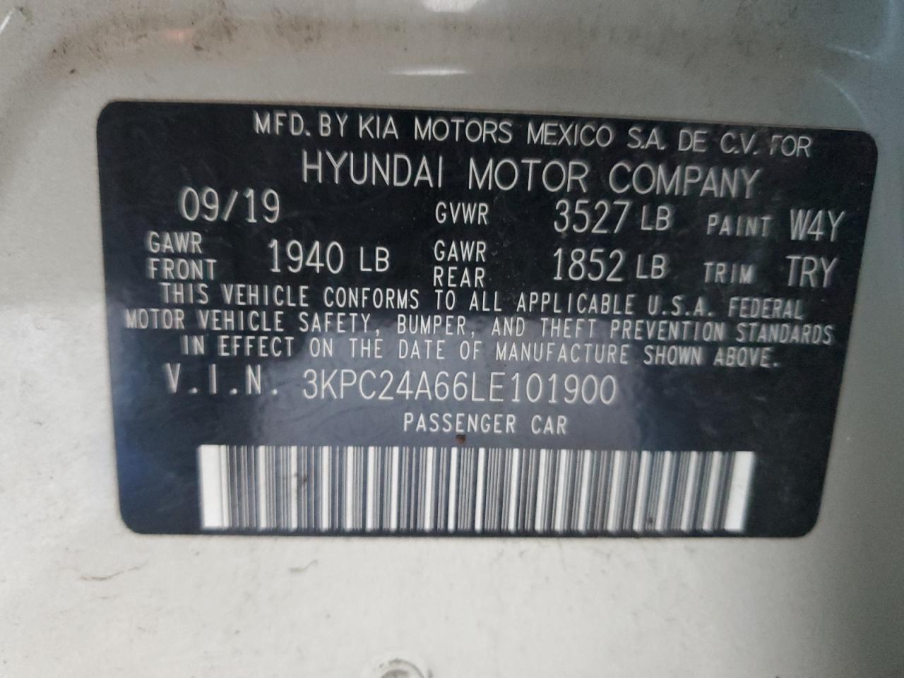 2020 Hyundai Accent Se VIN: 3KPC24A66LE101900 Lot: 81803435