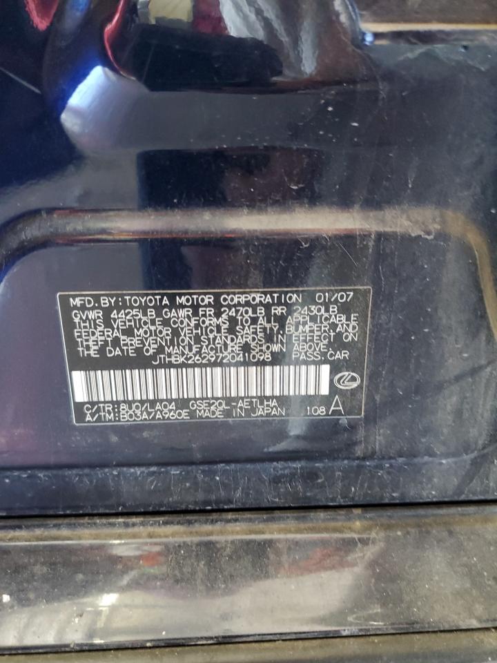2007 Lexus Is 250 VIN: JTHBK262972041098 Lot: 84404805