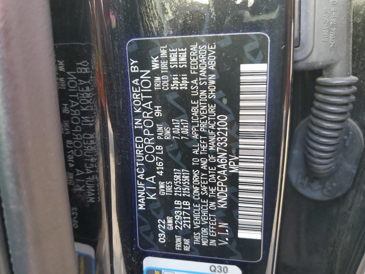 2022 Kia Seltos Lx VIN: KNDEPCAA6N7332100 Lot: 84451025