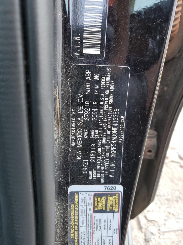 2022 Kia Forte Gt Line VIN: 3KPF54AD9NE413389 Lot: 80581275