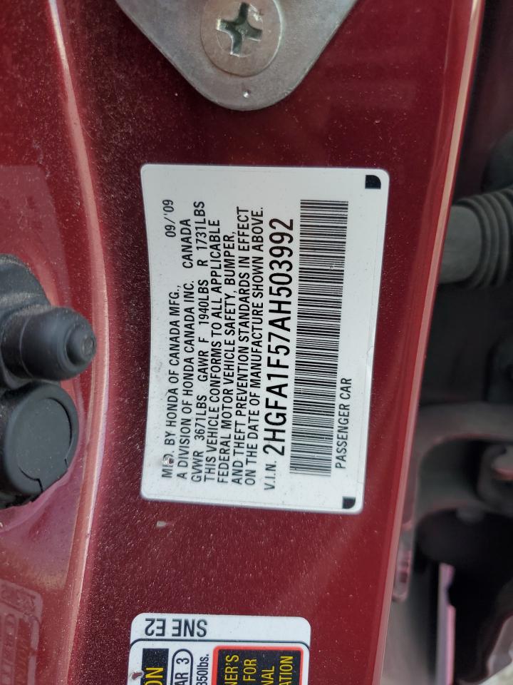 2010 Honda Civic Lx VIN: 2HGFA1F57AH503992 Lot: 71202985