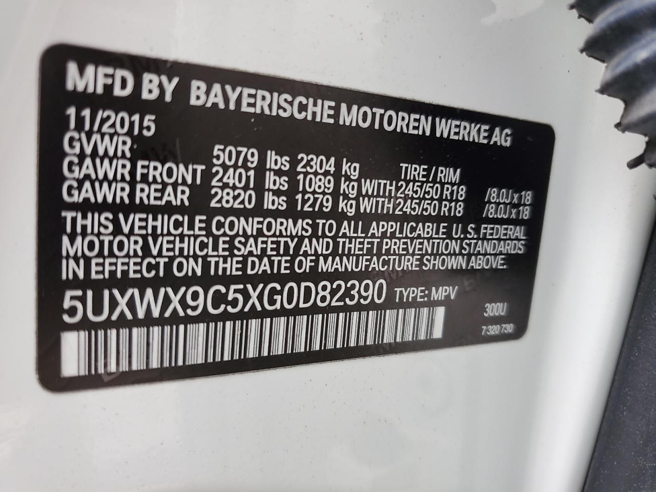 2016 BMW X3 xDrive28I VIN: 5UXWX9C5XG0D82390 Lot: 71474765