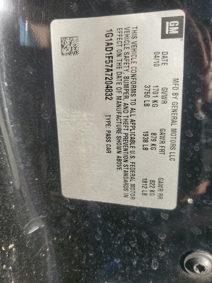 2010 Chevrolet Cobalt 1Lt VIN: 1G1AD1F57A7204832 Lot: 81442405