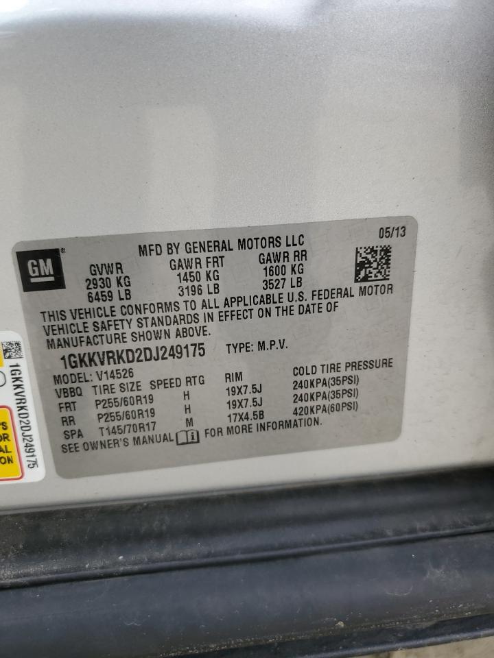 2013 GMC Acadia Slt-1 VIN: 1GKKVRKD2DJ249175 Lot: 81676425