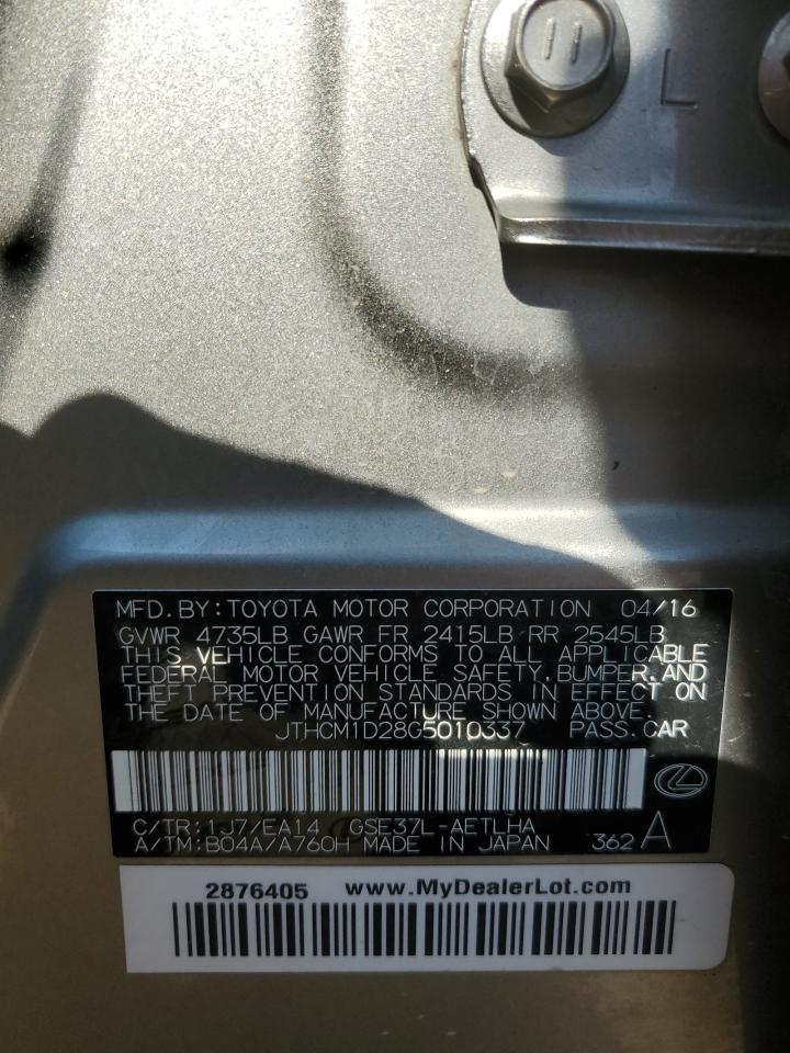 2016 Lexus Is 300 VIN: JTHCM1D28G5010337 Lot: 80908605