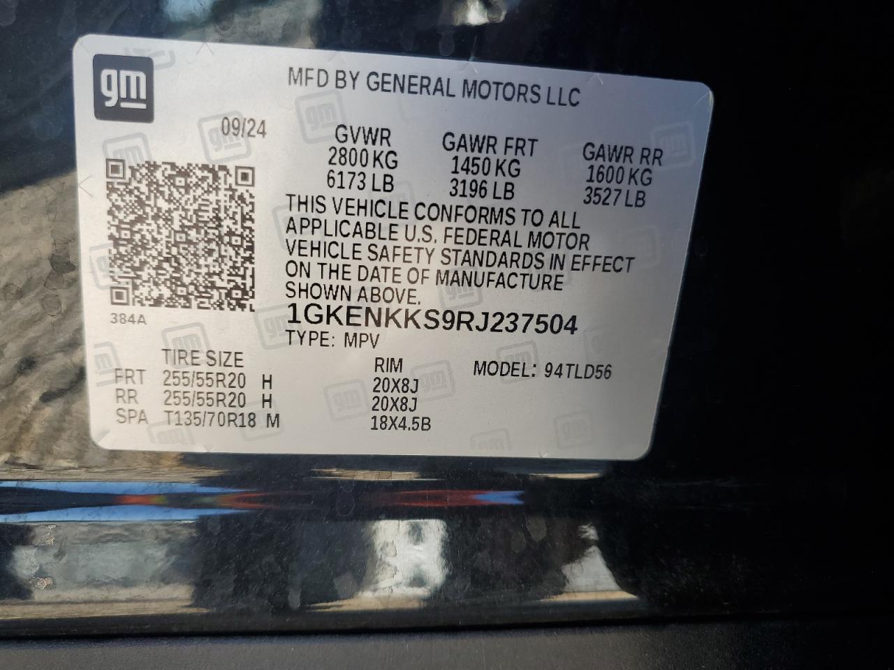 2024 GMC Acadia Uplevel VIN: 1GKENKKS9RJ237504 Lot: 81024455