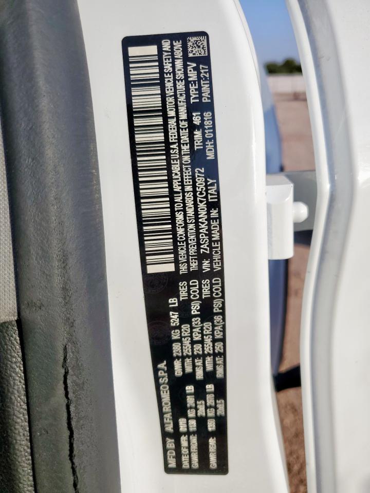 2019 Alfa Romeo Stelvio VIN: ZASPAKAN0K7C50972 Lot: 80319725