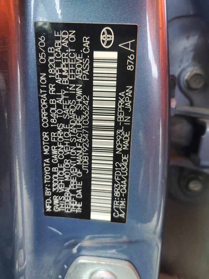 2007 Toyota Yaris VIN: JTDBT923471036242 Lot: 80382195