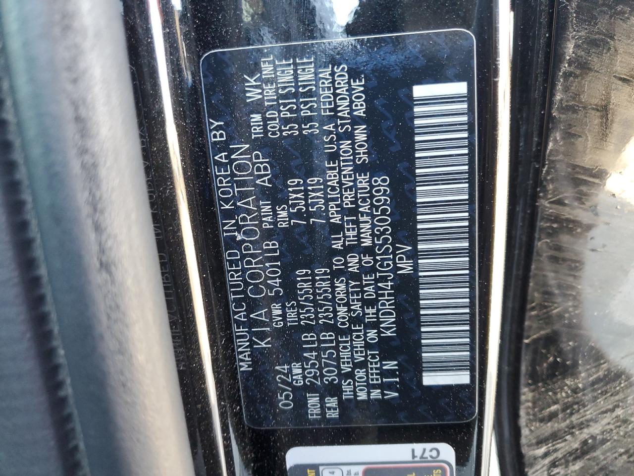 2025 Kia Sorento Ex VIN: KNDRH4JG1S5305998 Lot: 80887125