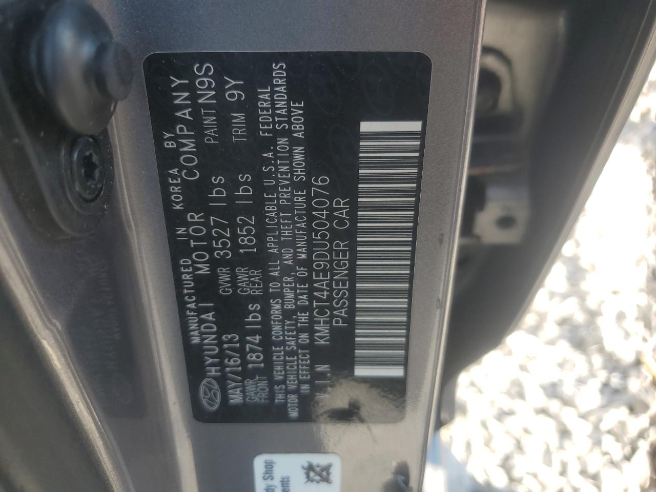 2013 Hyundai Accent Gls VIN: KMHCT4AE9DU504076 Lot: 81229795