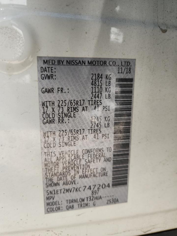 2019 Nissan Rogue Sv Hybrid VIN: 5N1ET2MV7KC747204 Lot: 80823285