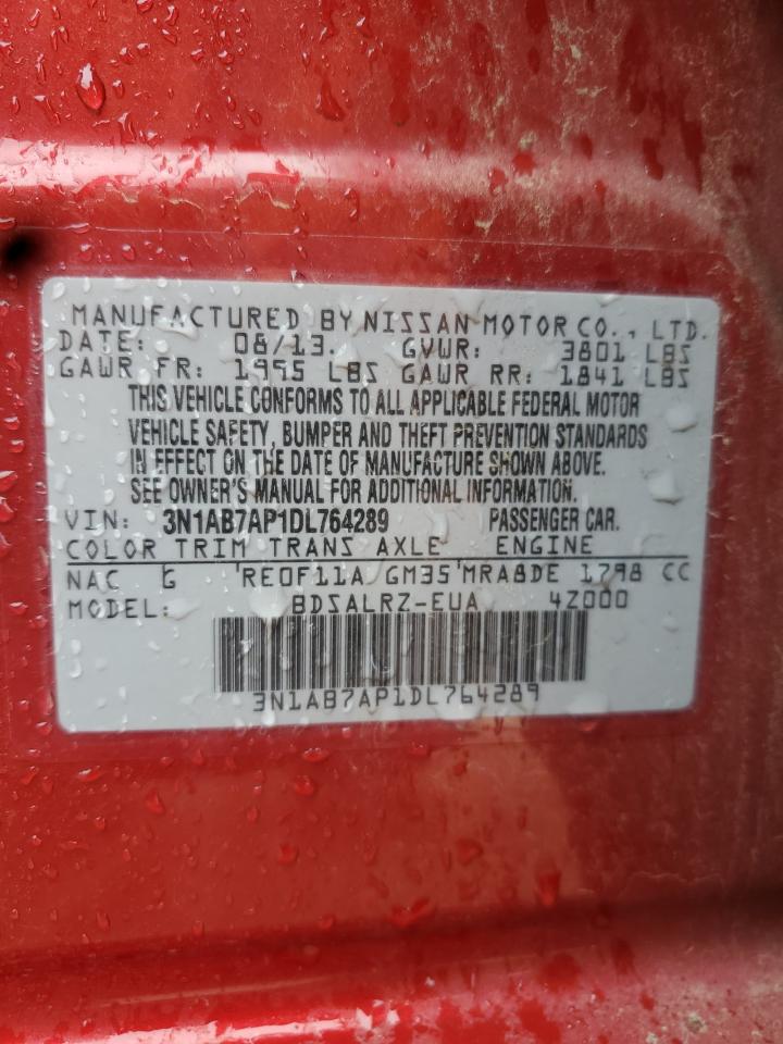 2013 Nissan Sentra S VIN: 3N1AB7AP1DL764289 Lot: 71187795