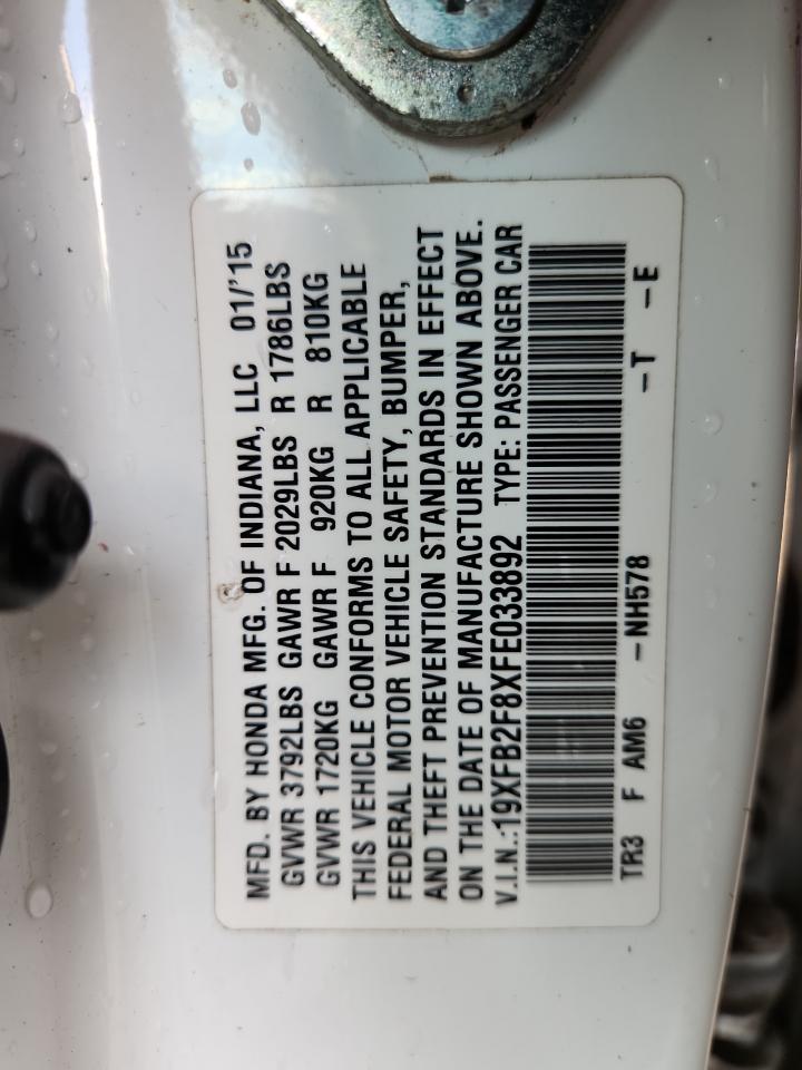 2015 Honda Civic Ex VIN: 19XFB2F8XFE033892 Lot: 84232265