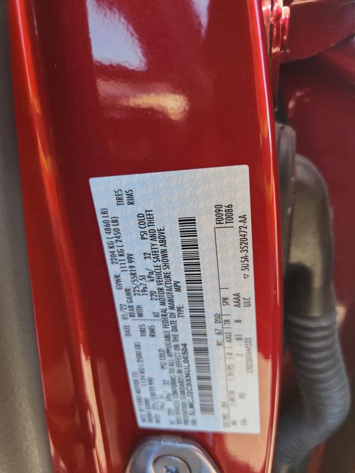 2022 Lincoln Corsair Reserve VIN: 5LMCJ2C9XNUL06504 Lot: 71306035