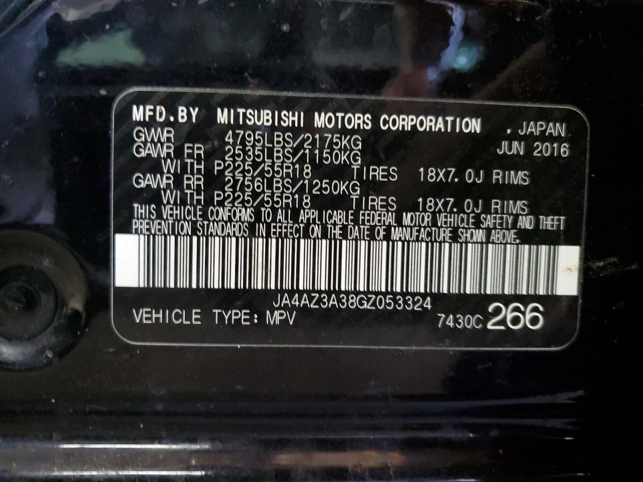 2016 Mitsubishi Outlander Se VIN: JA4AZ3A38GZ053324 Lot: 81286495