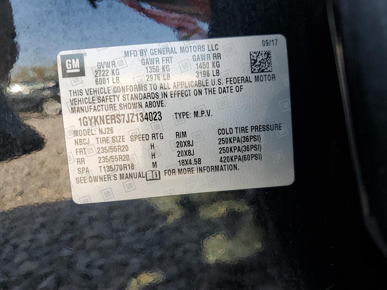 2018 Cadillac Xt5 Premium Luxury VIN: 1GYKNERS7JZ134023 Lot: 80898445