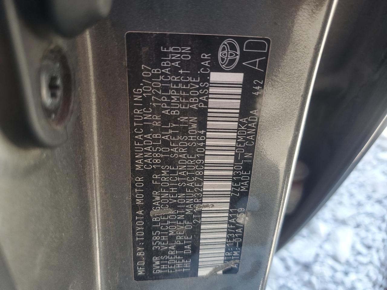 2008 Toyota Corolla Ce VIN: 2T1BR32E78C910464 Lot: 81137415