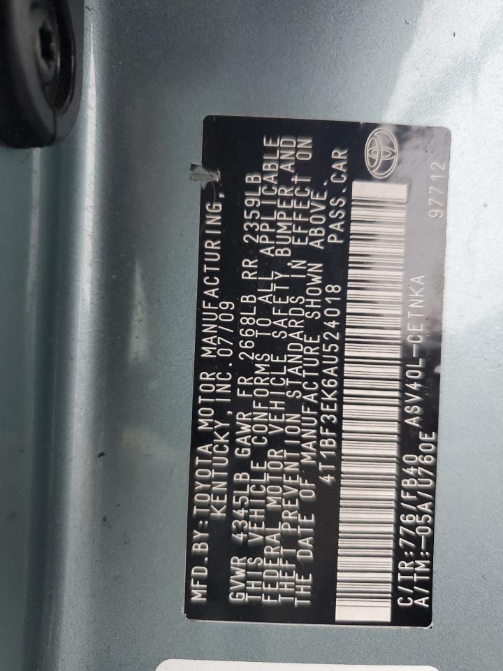 2010 Toyota Camry Base VIN: 4T1BF3EK6AU524018 Lot: 84575865