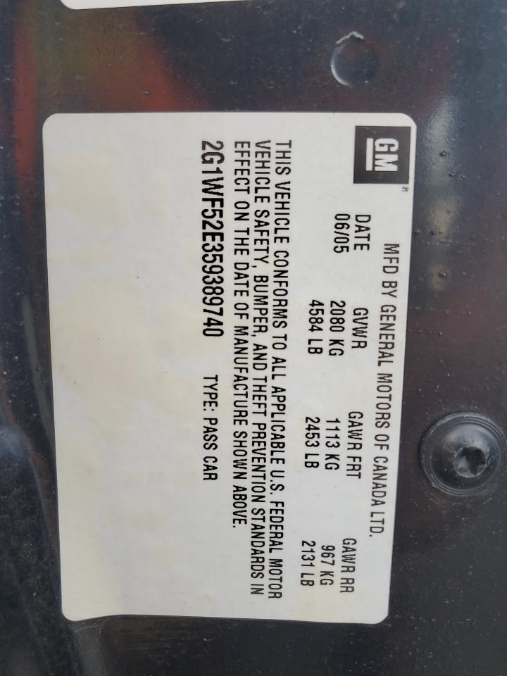 2005 Chevrolet Impala VIN: 2G1WF52E359389740 Lot: 80539475