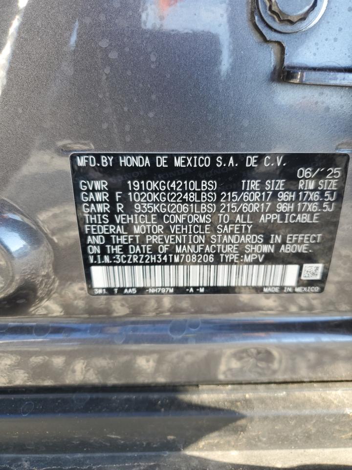 2026 Honda Hr-V Lx VIN: 3CZRZ2H34TM708206 Lot: 81892955