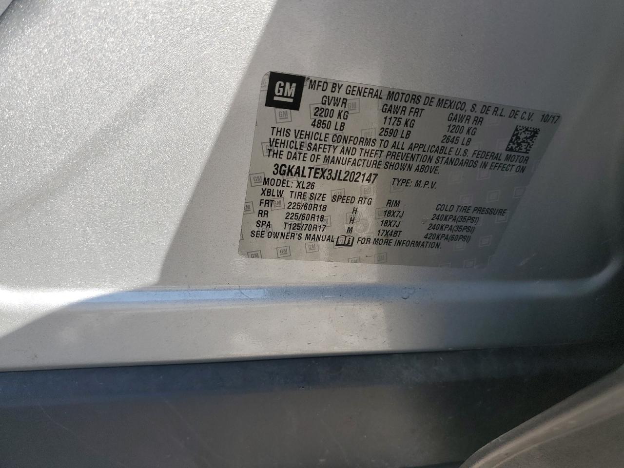 2018 GMC Terrain Sle VIN: 3GKALTEX3JL202147 Lot: 84012605