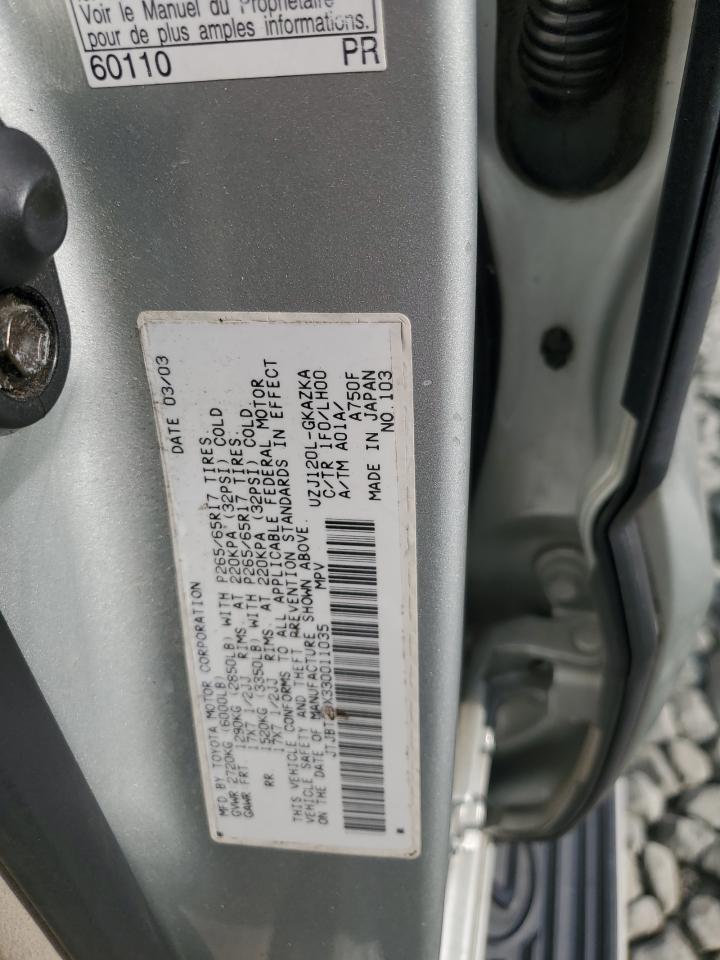 2003 Lexus Gx 470 VIN: JTJBT20X330011035 Lot: 82094745