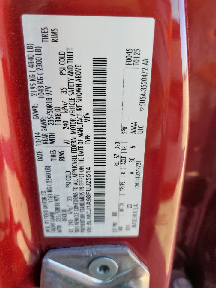 2015 Lincoln Mkc VIN: 5LMCJ1A98FUJ25514 Lot: 81886875