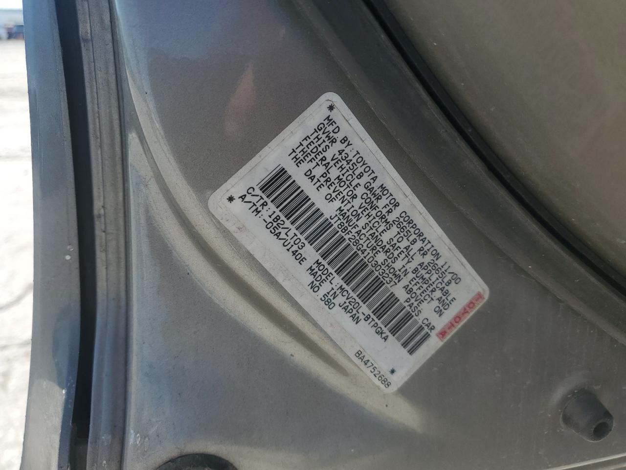 2001 Lexus Es 300 VIN: JT8BF28G410303237 Lot: 81873015