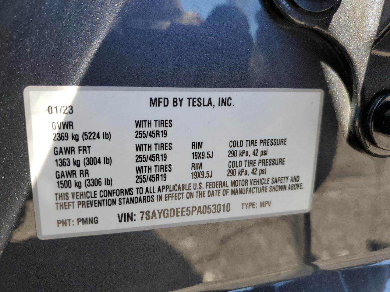 2023 Tesla Model Y VIN: 7SAYGDEE5PA053010 Lot: 70861565
